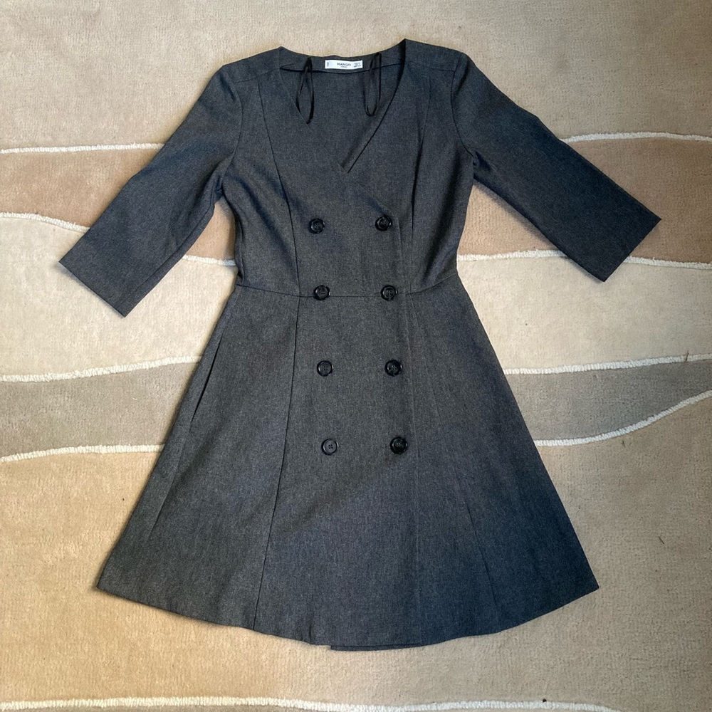 Grey Button Up Wrap Dress with Pockets (BRAND NEW)